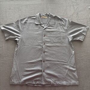 Tommy‎ Bahama XL Camp Loop Silk Dark Gray Short Sleeve Hawaiian Beach Pocket Men